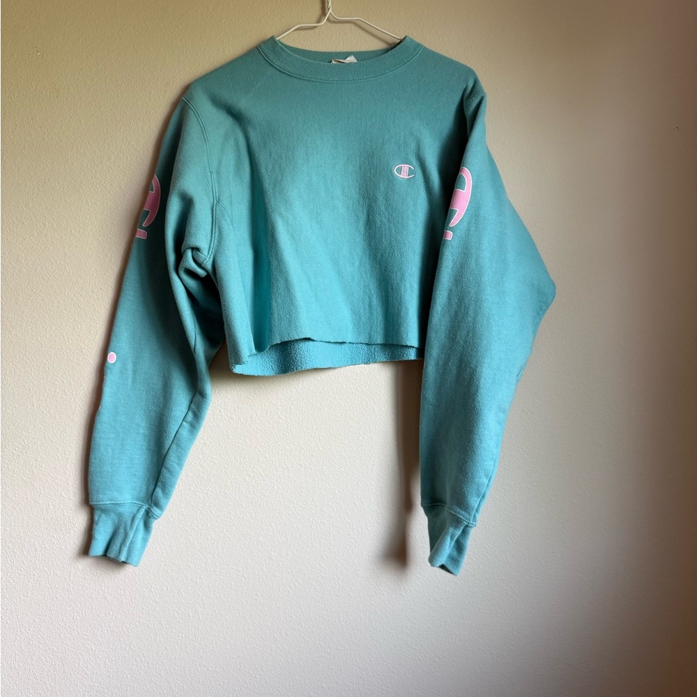 Champion Blue Cropped Boxy Hoodie